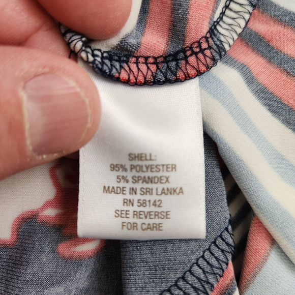 Dressbarn Navy Floral Striped Sleeveless Asymmetrical Hem Dress Womens 10 Midi - Picture 11 of 12